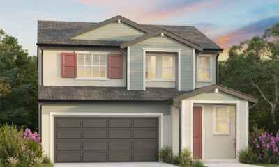 Exterior rendering of two-story neutral tone home.