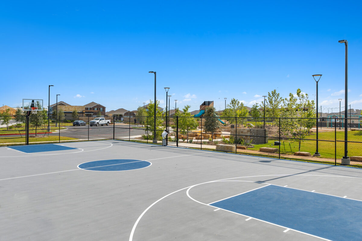 View of full-court basketball court.